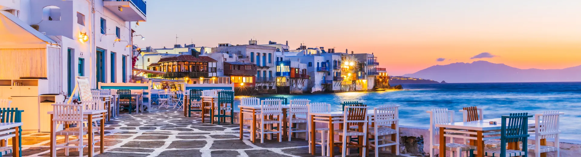 Griekenland 
Mykonos
Sunset
Waterfront